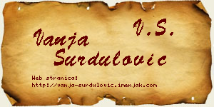 Vanja Surdulović vizit kartica